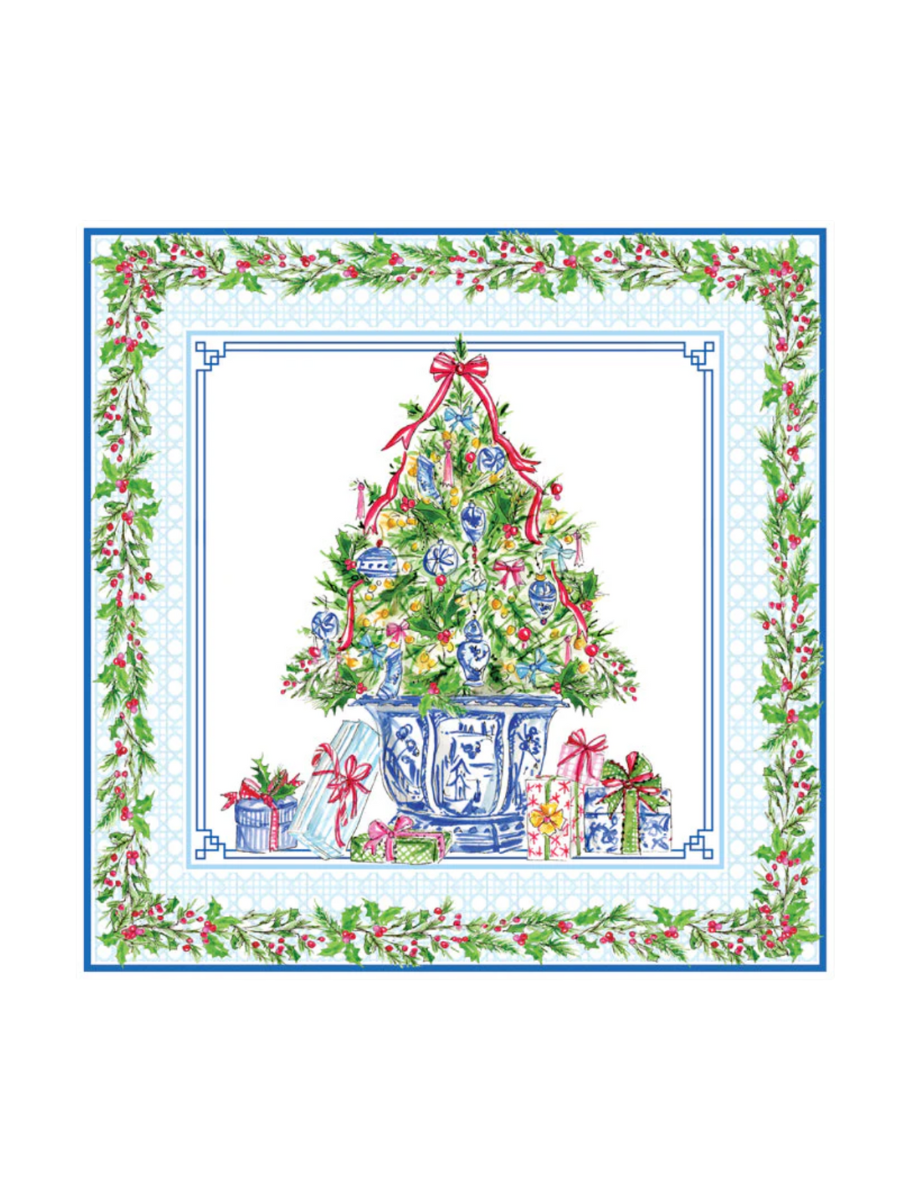 Rosanne Beck | Placemats - Christmas Tree With Chinoiserie Ornaments
