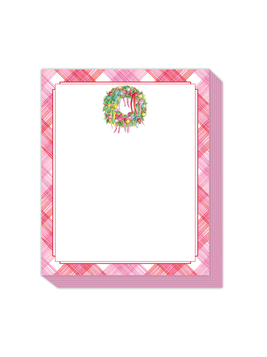 Rosanne Beck | Short Stack - Pink & Red Plaid Border With Wreath