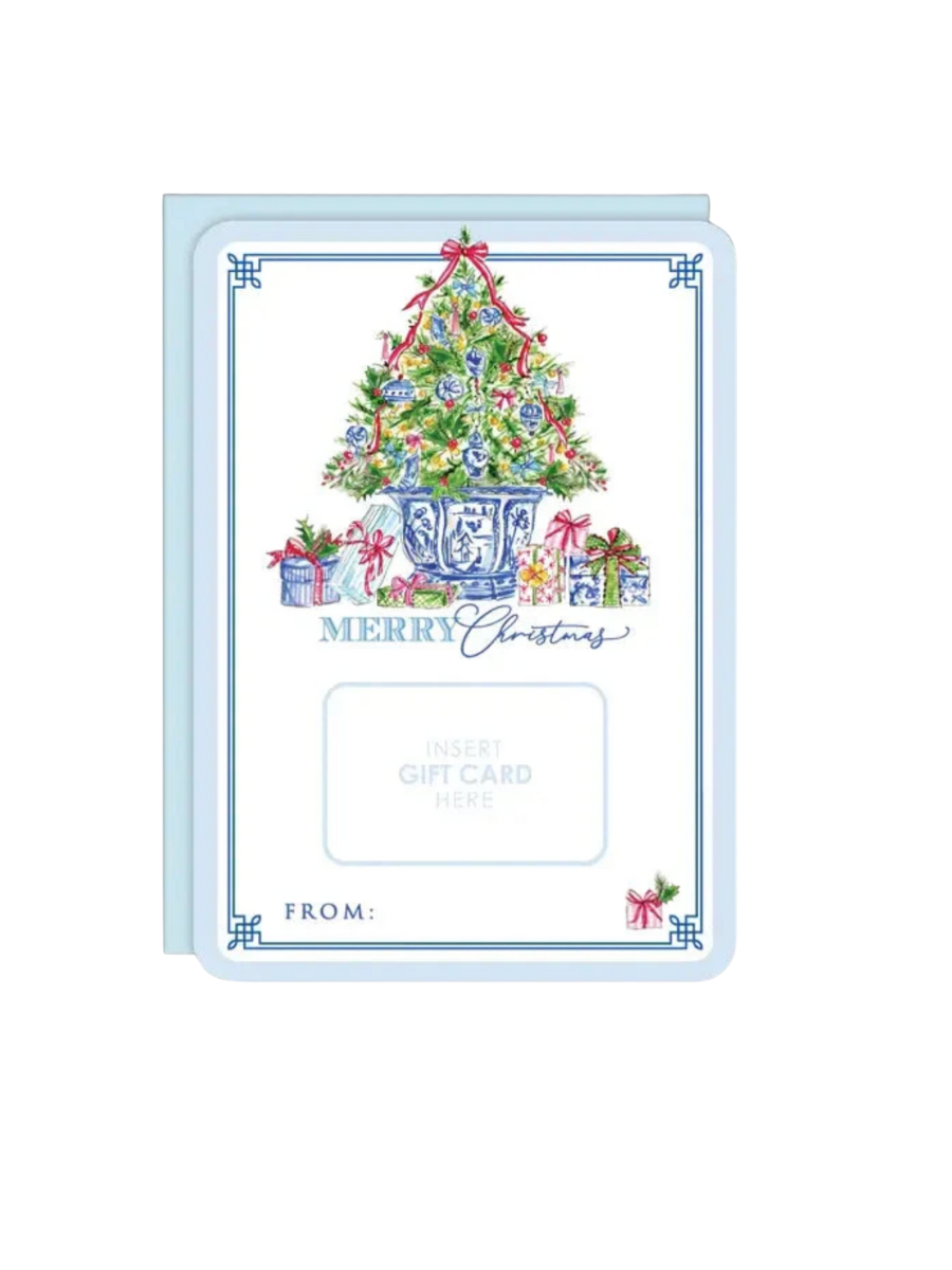 Rosanne  Beck | Greeting/Gift Card - Christmas Tree With Chinoiserie Ornaments