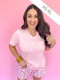 Highlands V-Neck Pocket Tee - Light Pink
