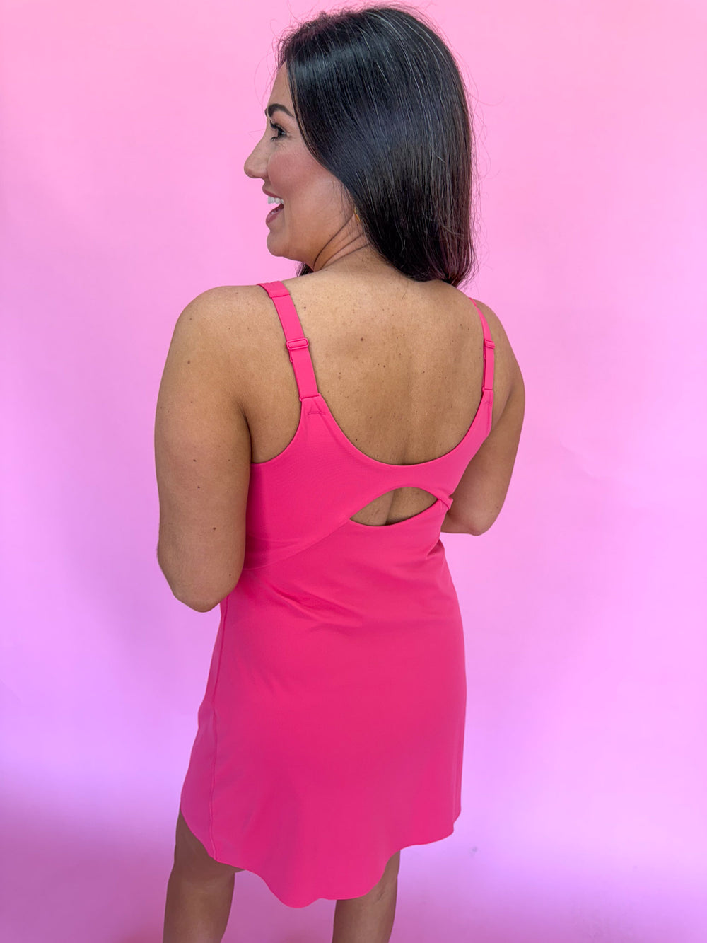 SPANX Power Boost Exercise Dress Tulip Athletic Dress Hot Pink Sleeveless Women's Dress Athleisure Lesiure On The Go Boutique Jincy's Plus Size