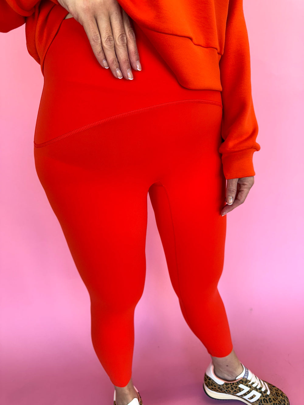 SPANX Booty Boost 7/8 Leggings Poppy Women's Leggings Athletic Wear On The Go Tummy Control Boutique Jincy's Athleisure Leisure Orange Red vibrant Plus Size