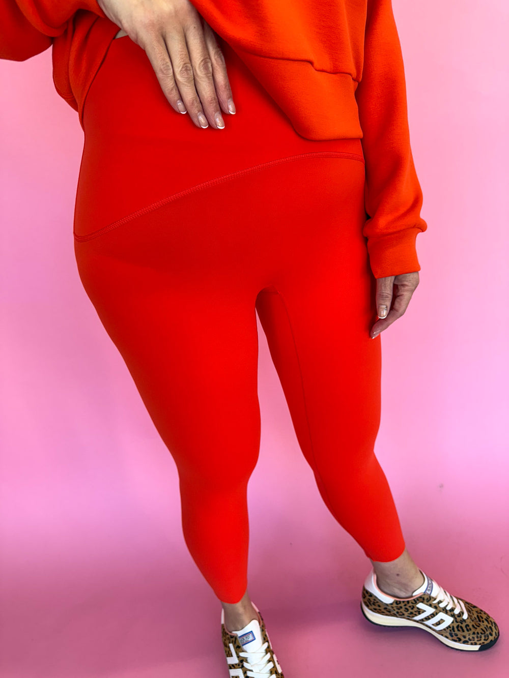 SPANX Booty Boost 7/8 Leggings Poppy Women's Leggings Athletic Wear On The Go Tummy Control Boutique Jincy's Athleisure Leisure Orange Red vibrant Plus Size