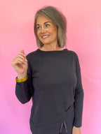 SPANX Supernatural Flow Long Sleeve Top Very Black Long Sleeve Tee Women's Lightweight On The Go Jincy's Boutique Plus Size