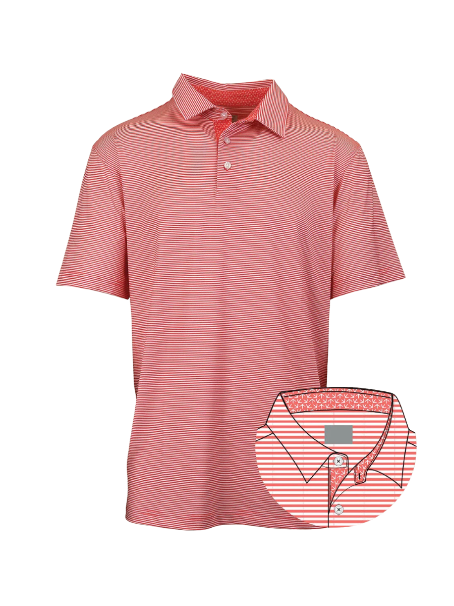 STRUTTIN' COTTON | Andy Stripe Polo - Coral Tracks