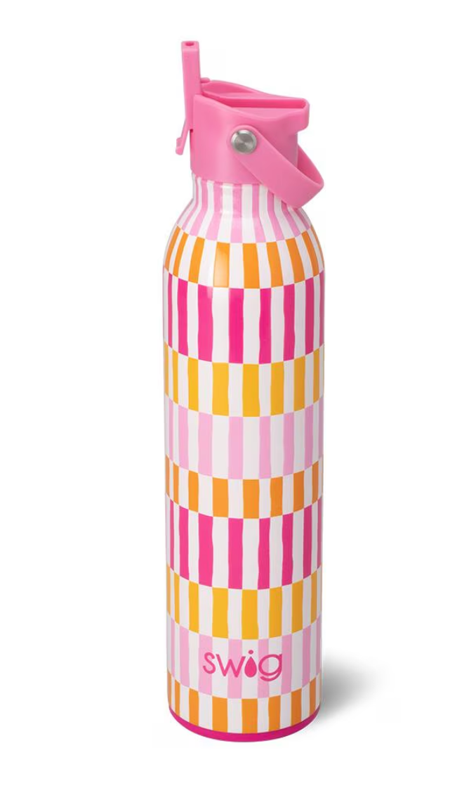 Swig Flip & Sip Bottle 26 oz Sherbet Stripe Summer Bright Colors Pink Orange Insulated Bottle Jincy's Gift