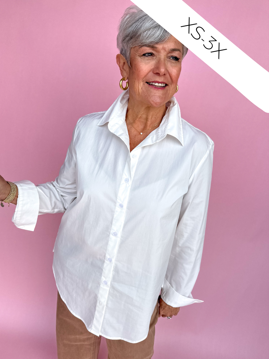 Classic White Button Down Top - Jincy's Custom