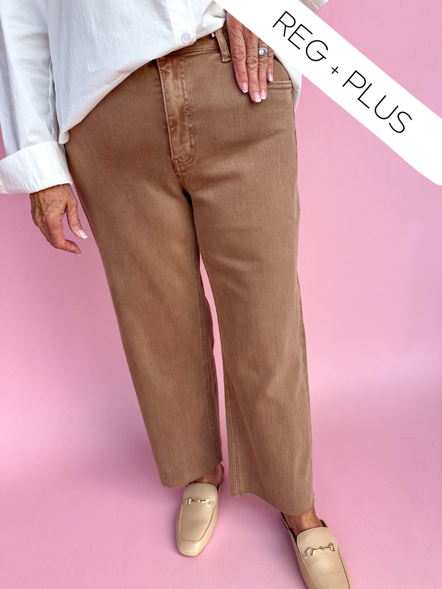 VERVET | High Rise Crop Wide Leg - Chocolate Malt