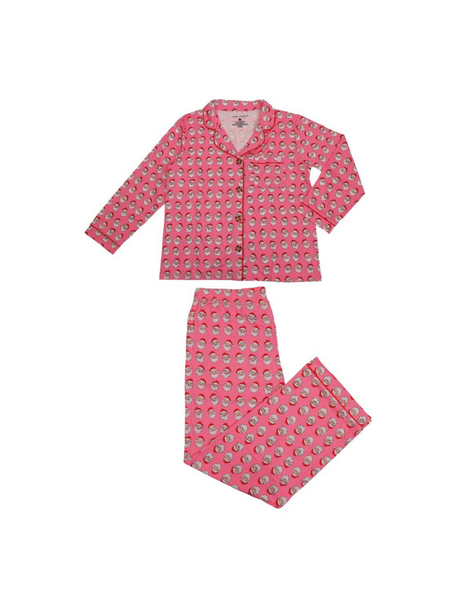 YOUTH Jolly Santa L/S Pajama Set - Pink