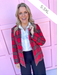 Jincy's Women's Boutique Festive Feeling Jacket Red Plaid Blazer