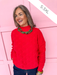 Jincy's Women's Boutique Warm & Cozy Mock Neck Sweater in Red Cable Knit Sweater Plus Size