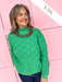 Jincy's Women's Boutique Warm & Cozy Mock Neck Sweater in Green Cable Knit Sweater Plus Size