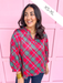 Mary Square Tamryn Top in Plaid About You Plus Size Red Green Pink Top