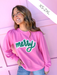 Jincy's Women's Boutique Mary Square Kelly Pink merry Sweatshirt Plus Size