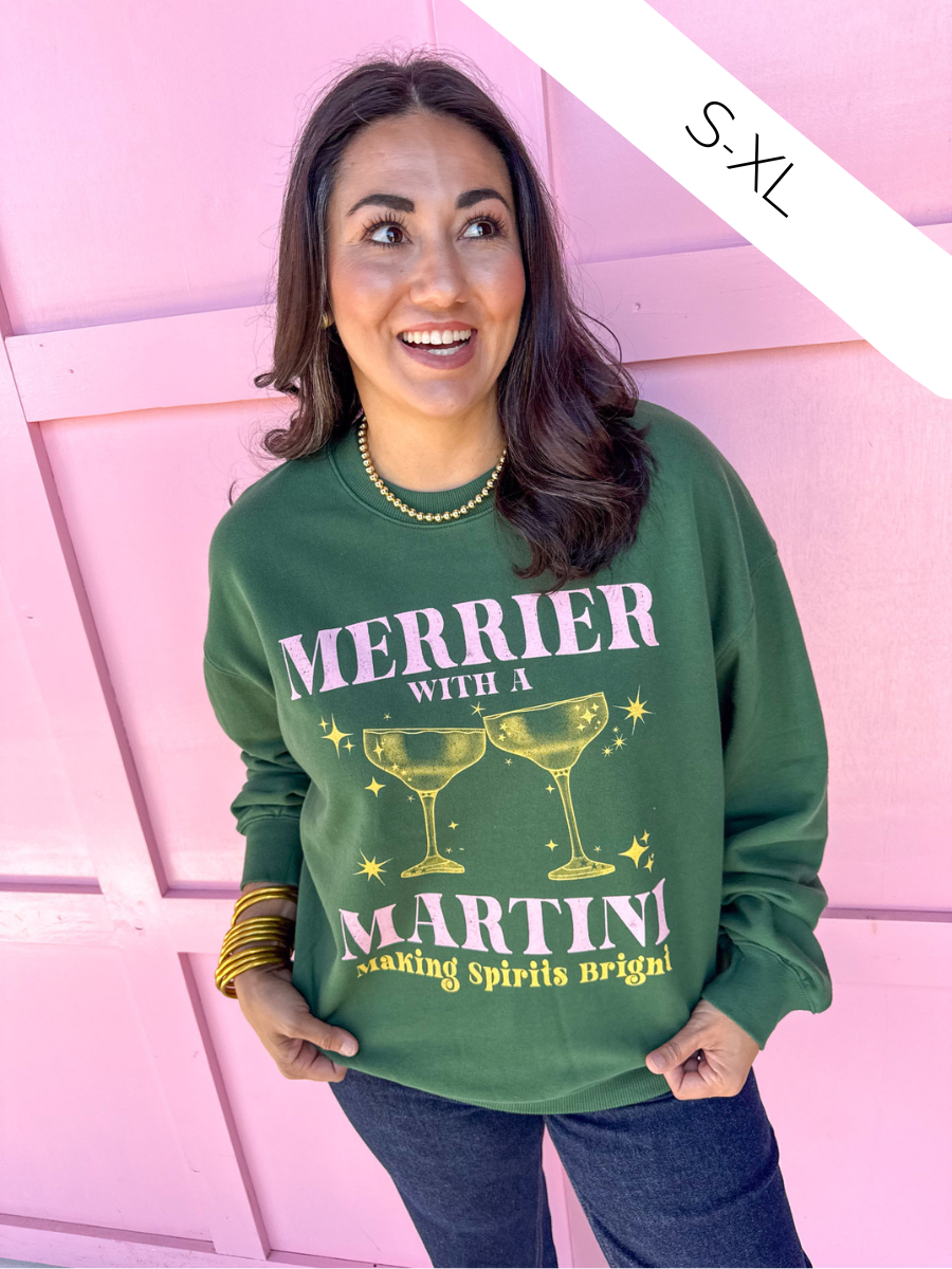Jincy's Women's Boutique Merrier with a Martini Sweatshirt Plus Size