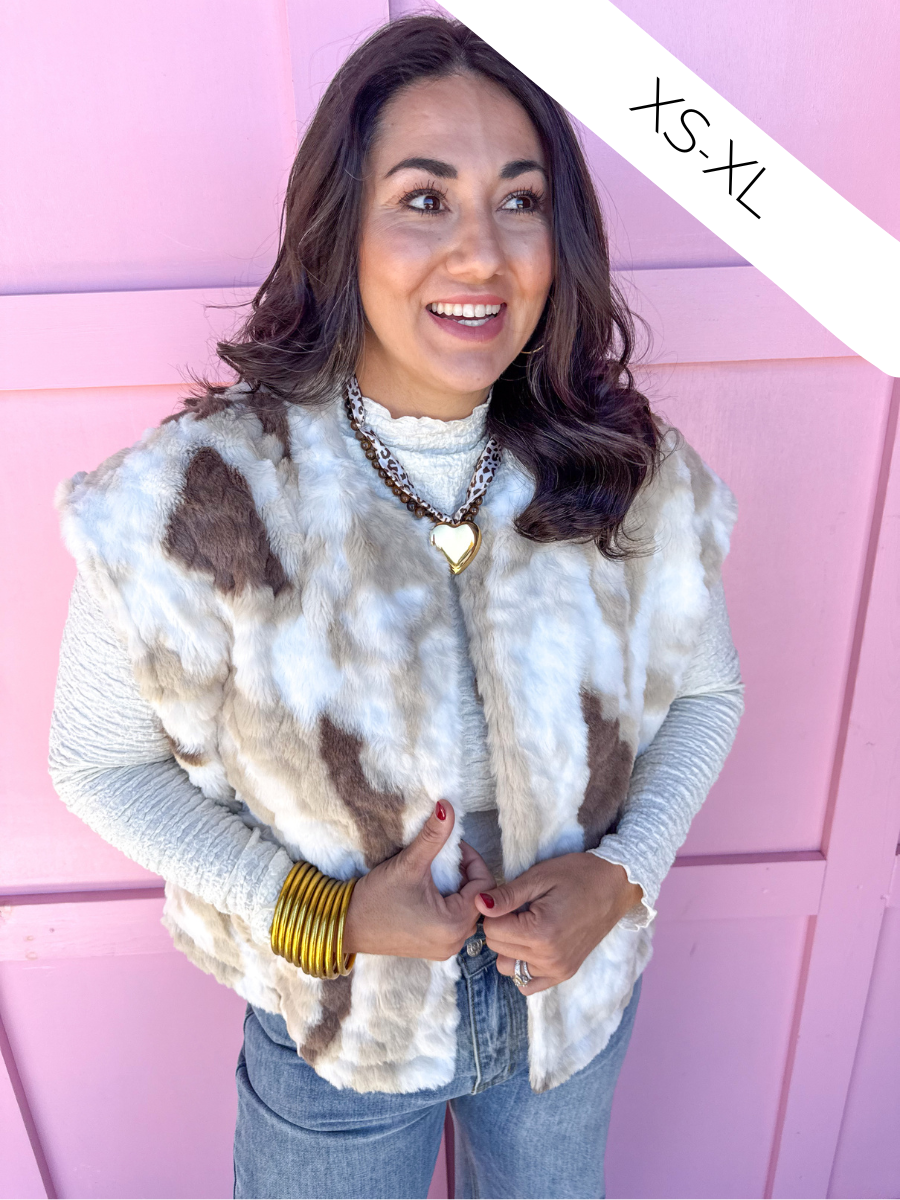 Jincy's Women's Boutique Fall & Thanksgiving styles Plus Size ivory fur vest
