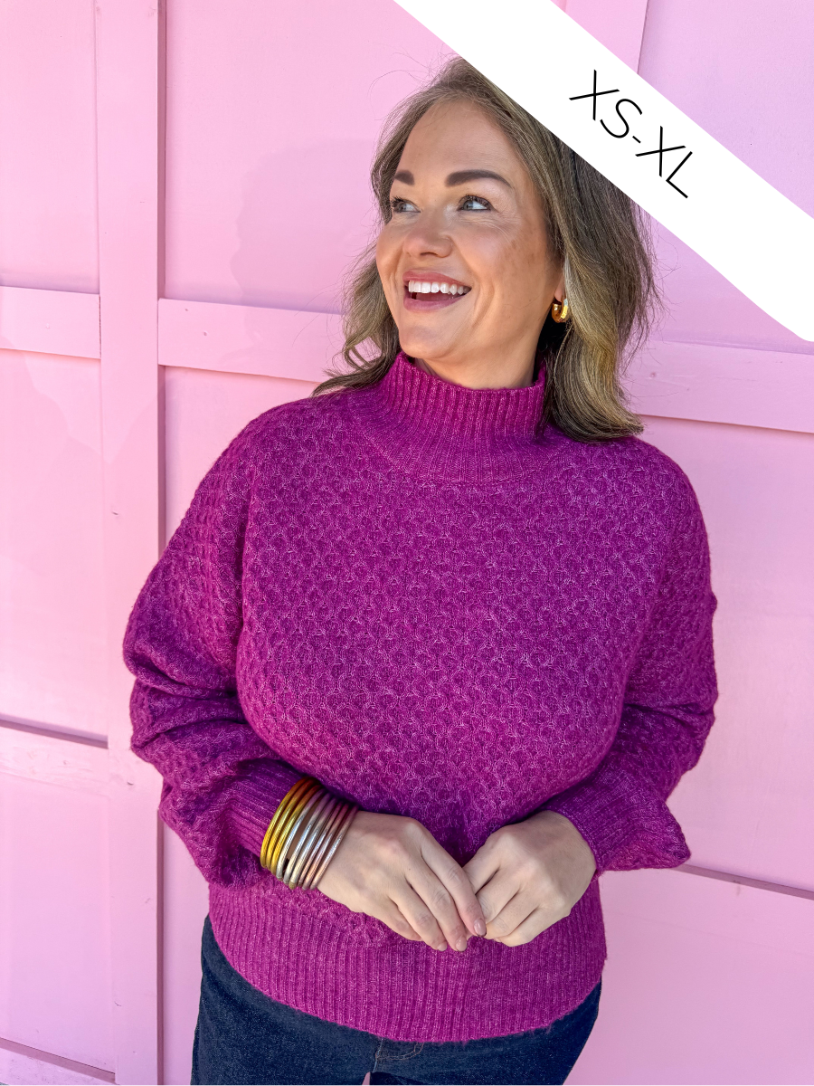 Jincy's Women's Boutique Winter Styles Plus Size Berry mock neck sweater