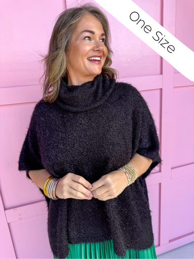 Jincy's Women's Boutique Winter Styles Plus Size Black Poncho
