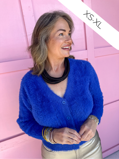 Jincy's Women's Boutique Winter Styles Plus Size Blue Cardigan Sweater
