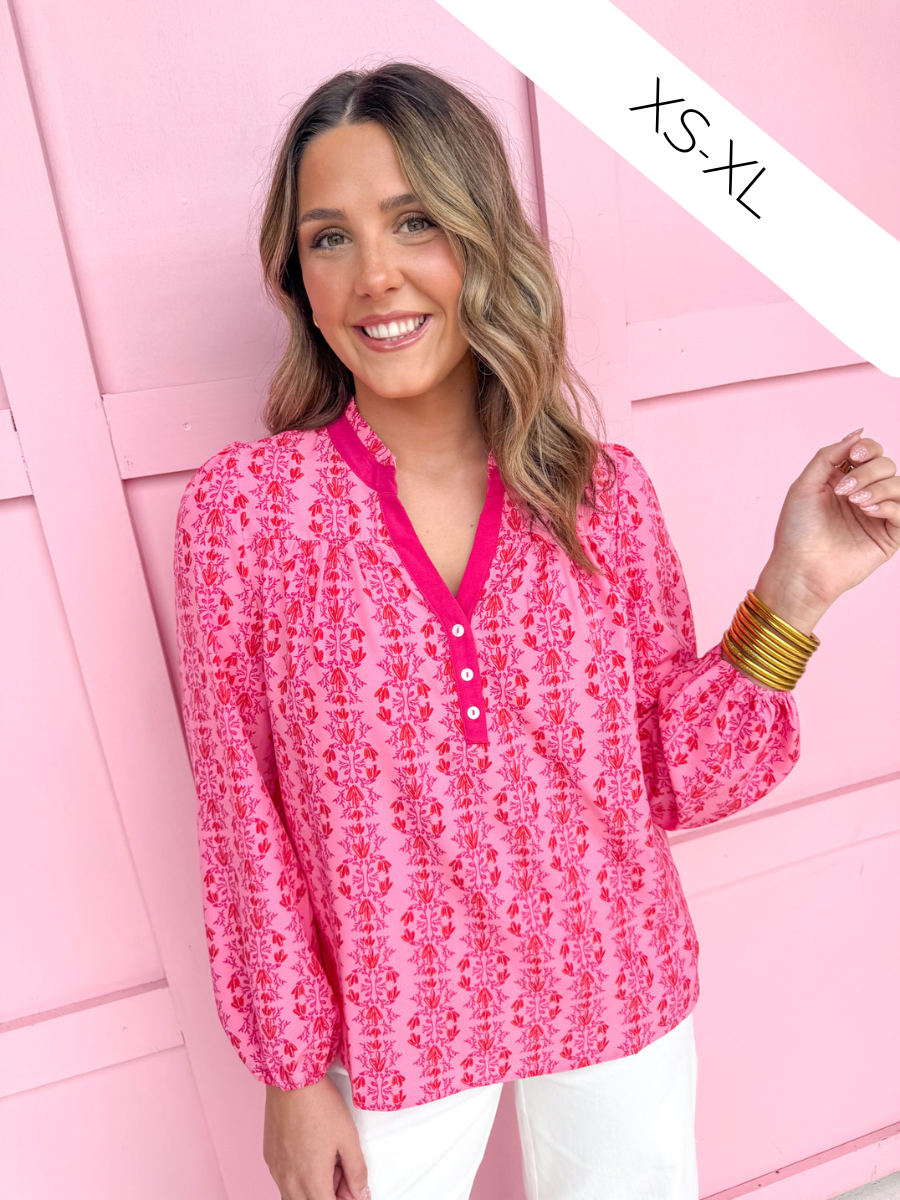 Jincy's Women's Boutique Mary Square Gianna Top Heirloom Vine Pink Plus Size