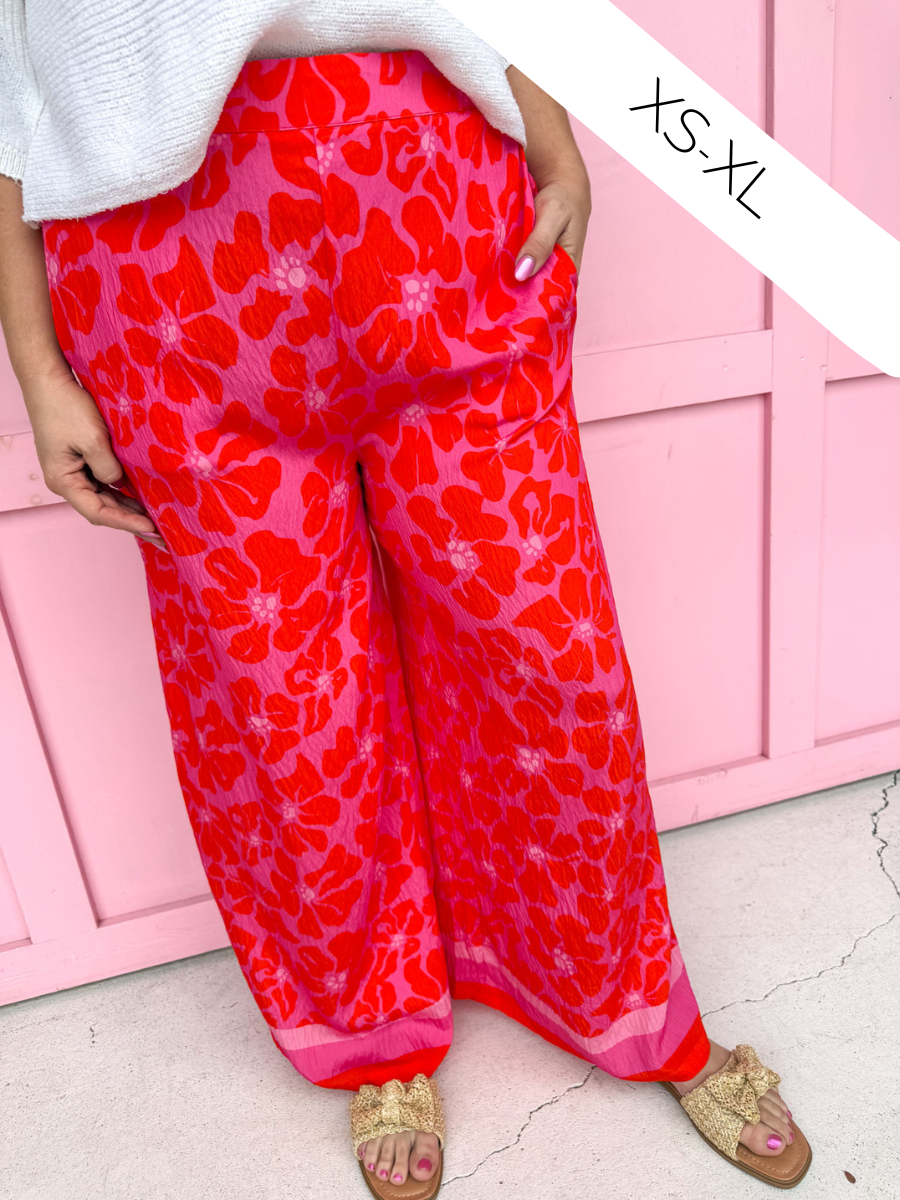 Jincy's Women's Boutique Mary Square Valerie Pants Garden Samba Pink Plus Size