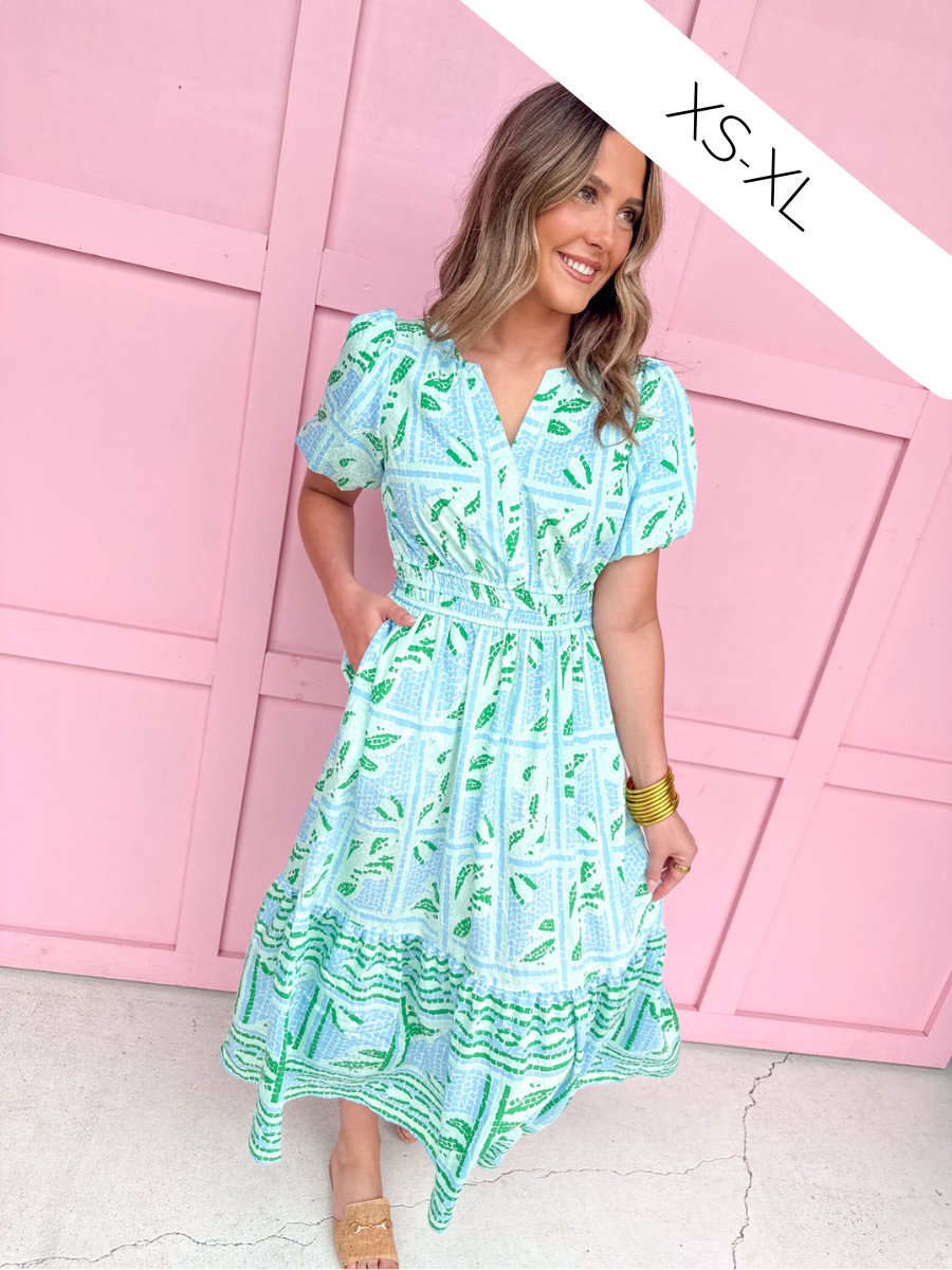 Jincy's Women's Boutique Mary Square Tracey Dress Trellis Tiles Plus Size