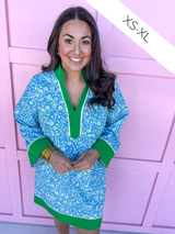 Mary Square | Brenda Dress - Meadow Line Blue