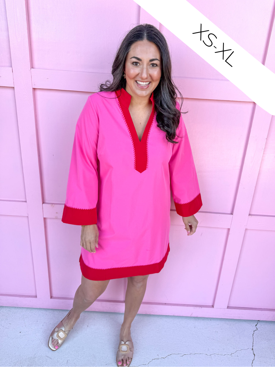 Jincy's Women's Boutique Mary Square Brenda Dress Pink Red Plus Size