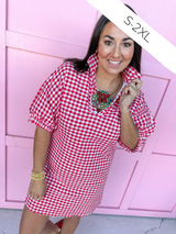 ADRIENNE | Charlotte Dress – Red Seer Gingham