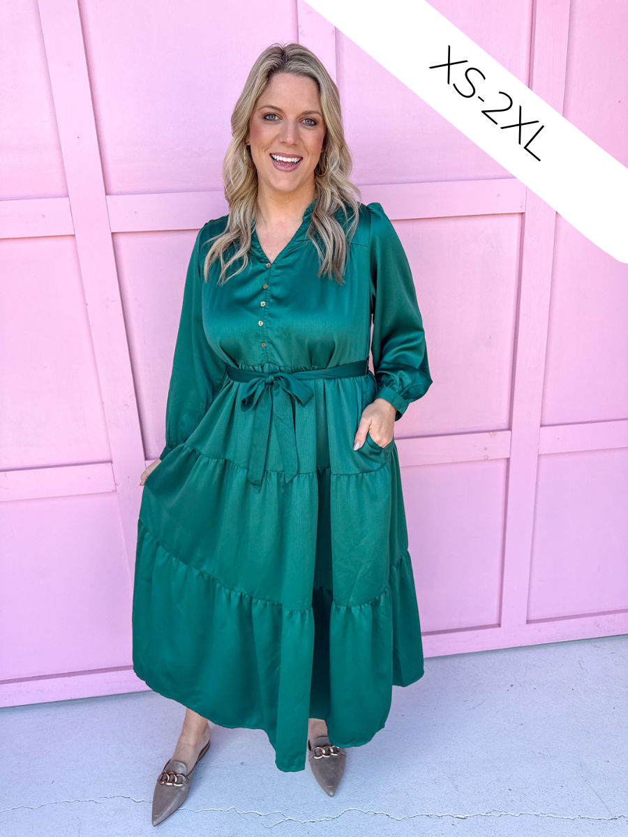 Jincy's Women's Boutique Mary Square Gracelyn Dress Aventurine Green Plus Size
