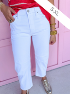 Acid Wash Barrel Leg Pants - White