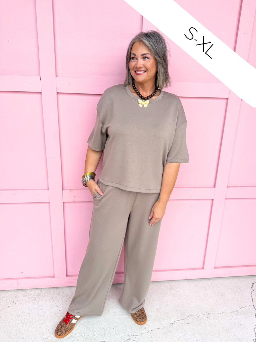 Taylor Crew Neck S/S Pant Set - Mocha