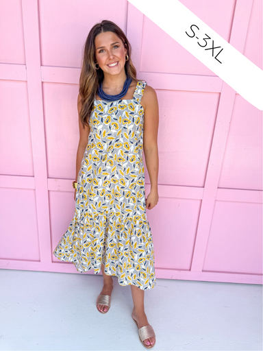 Jincy's women's yellow floral midi dress