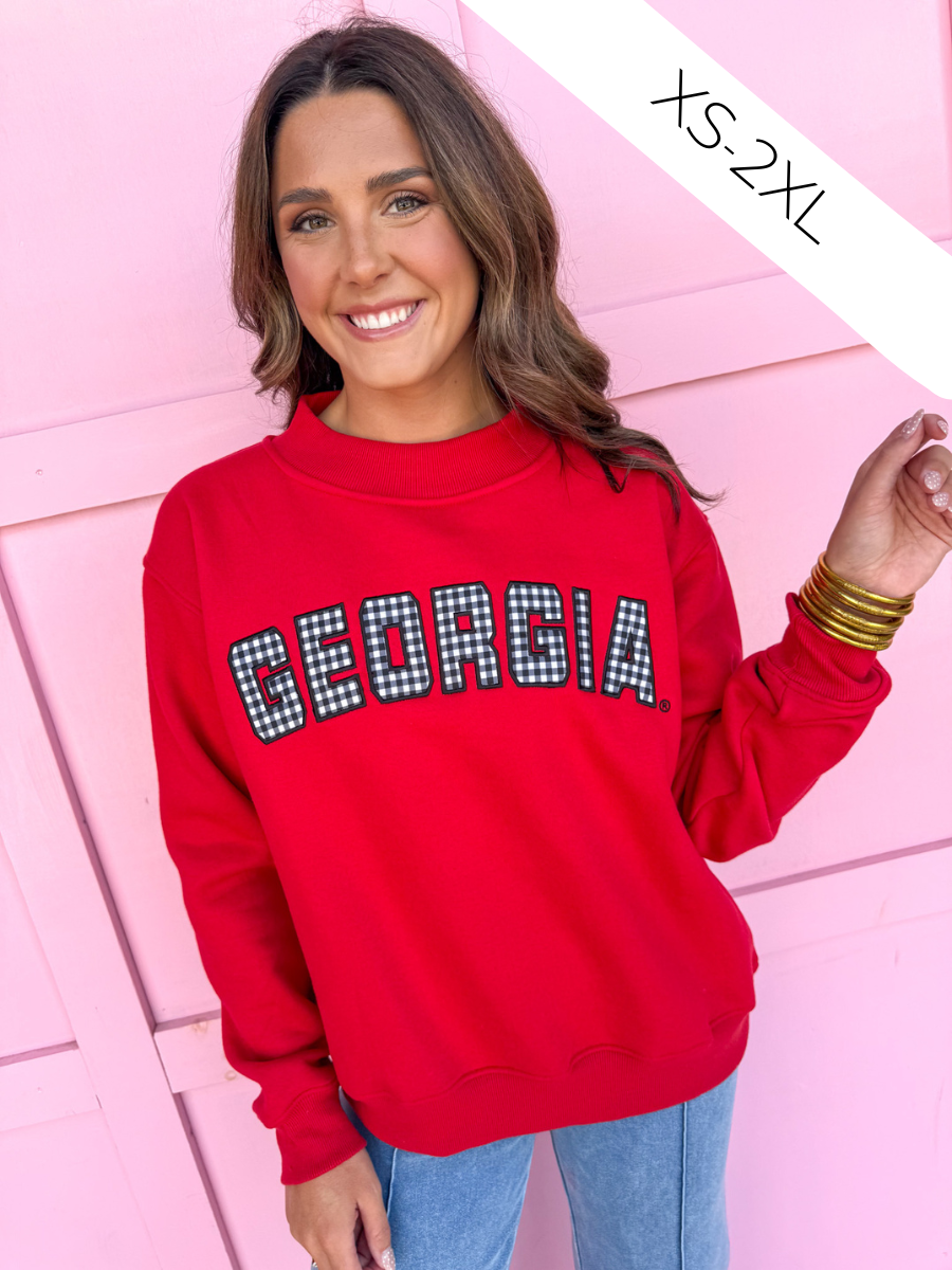 Scarlet & Gold | Mallory Georgia® Gingham Mock Neck - Red