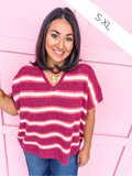 In The Mix Striped Sweater - Plum