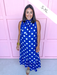 Jincy's Womens Boutique Polka Dot Midi Maxi Dress Ruffle & Tie Neckline
