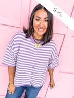 Easy Choice Bell Sleeve Cardigan - Lavender Stripe