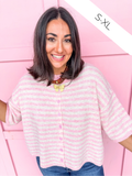 Easy Choice Bell Sleeve Cardigan - Pink Stripe