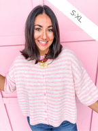 Easy Choice Bell Sleeve Cardigan - Pink Stripe