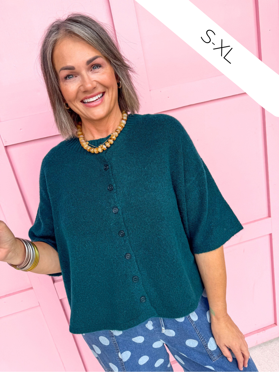 Easy Choice Bell Sleeve Cardigan - Hunter Green