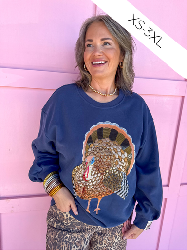 Jincy's Women's boutique Queen of Sparkles Thanksgiving Turkey sweatshirt