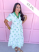 Collared Full Button Front Tiered Skirt Has Pockets Lined plus sized mary square white blue green floral womens boutique jincy's