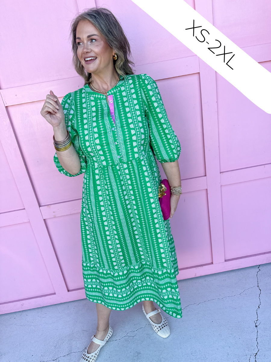 Jincy's Women's Boutique Mary Square Riley Green Maxi Midi Dress Plus Size