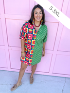 ADRIENNE | Charlotte Dress - Vintage Pop/Forest Polka Dot