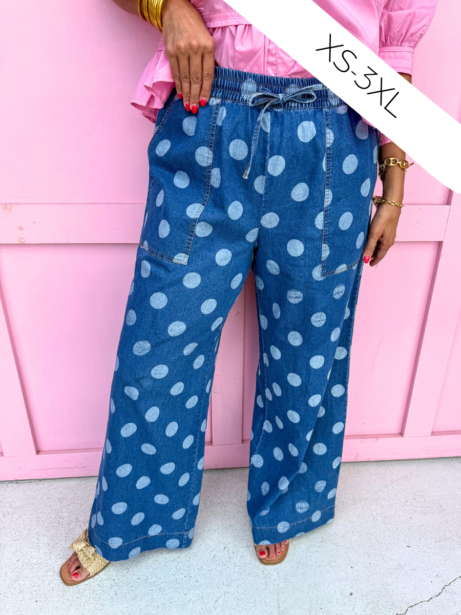 JINCY'S | Polka Dot Pants - Medium Wash
