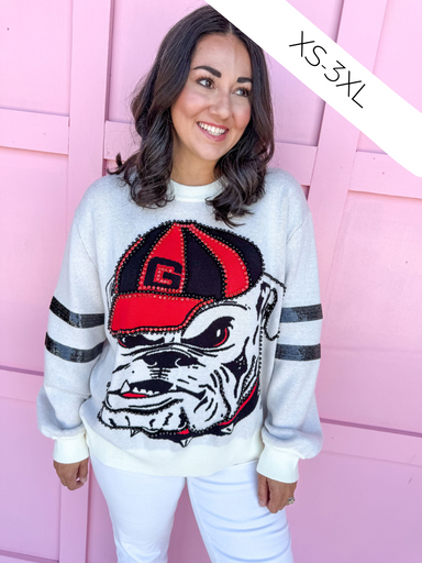 QUEEN OF SPARKLES UGA® Oversized Mascot Sweater Women's Boutique Jincy's 