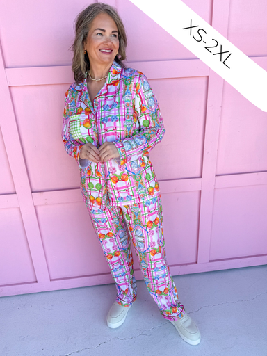 hand painted nutcracker plaid christmas pajamas button up top womens boutique jincy's