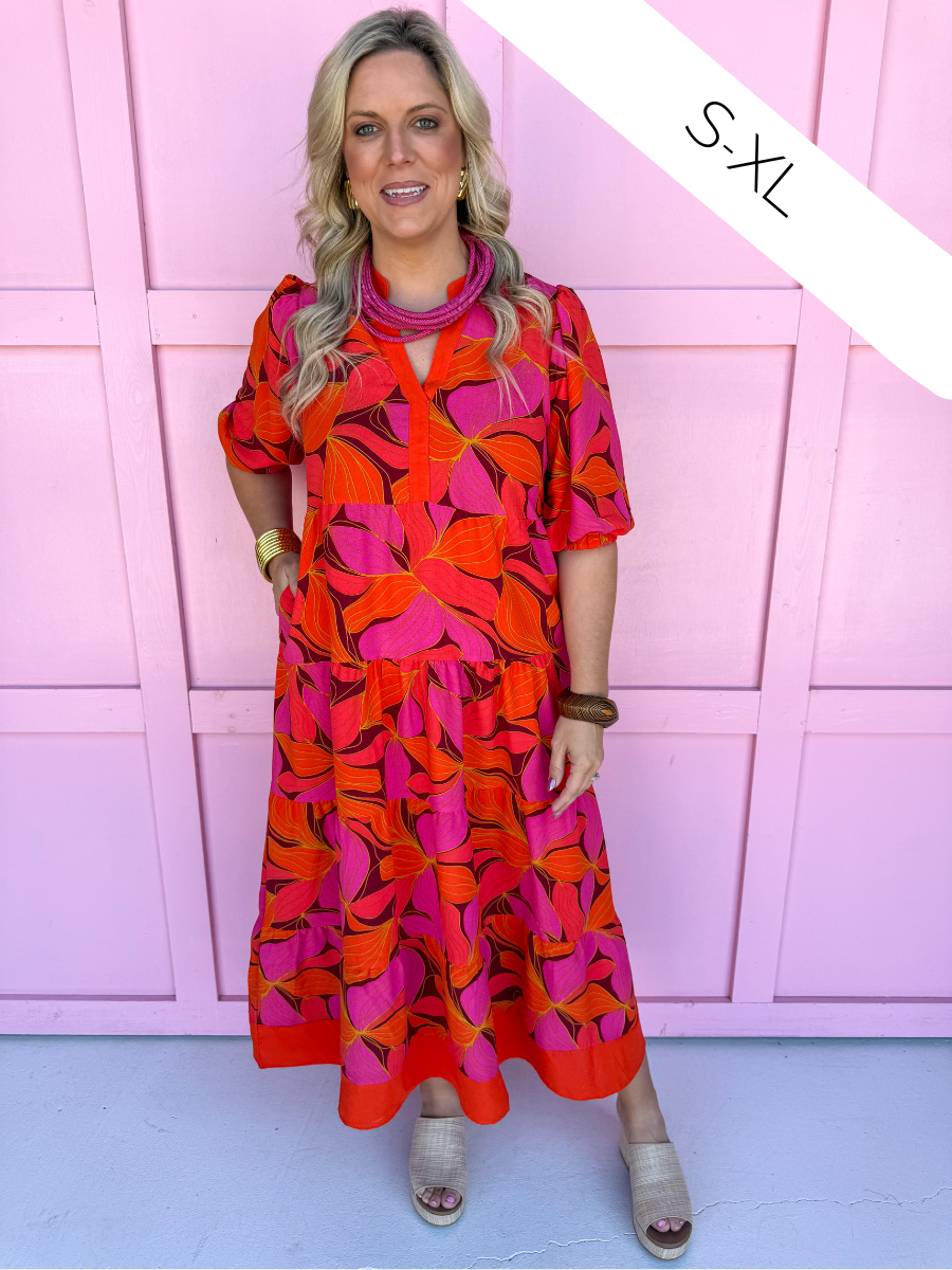 Jincy's Women's Boutique Mary Square Cameron Midi Dress Fall Floral