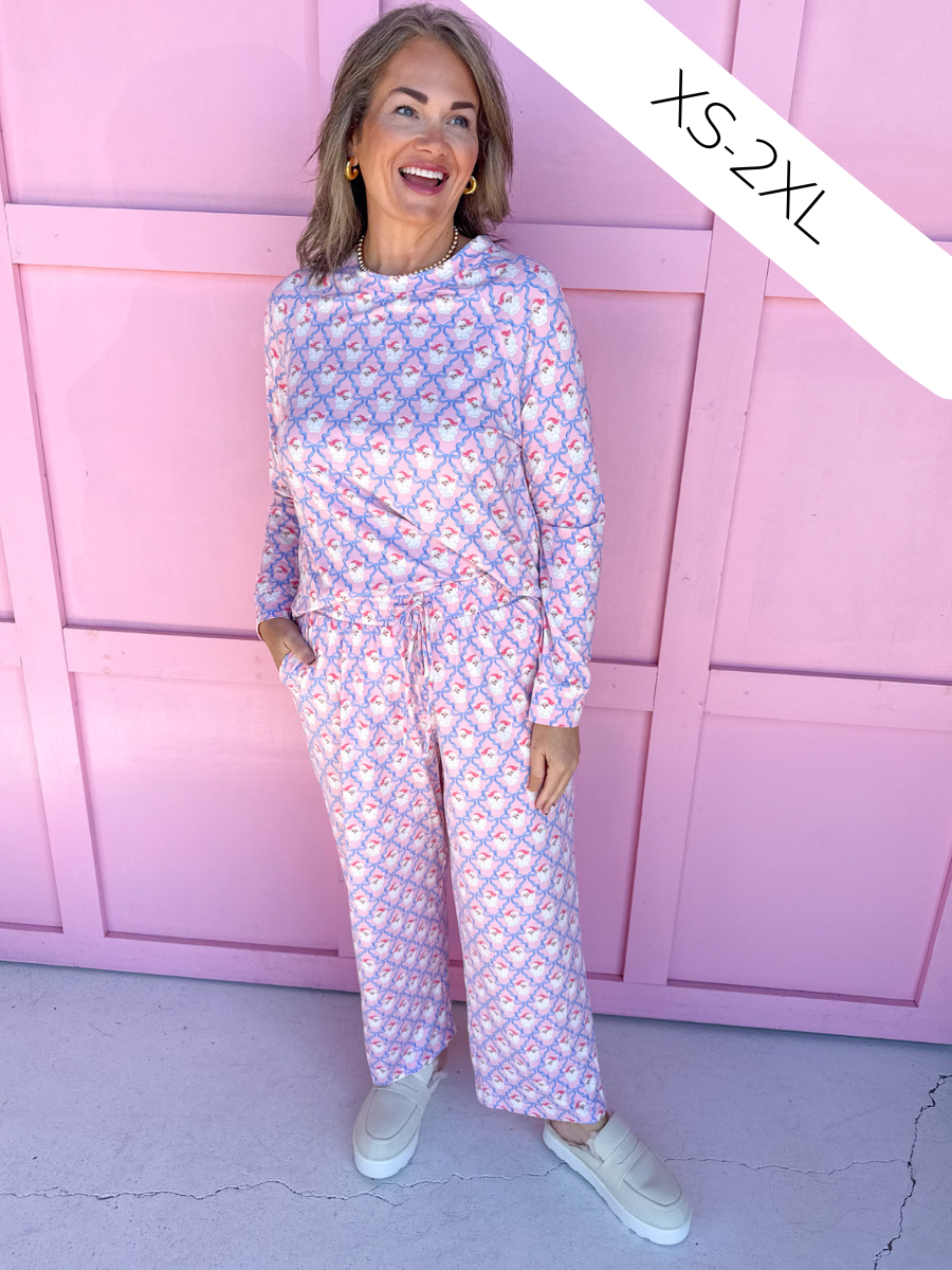 Mary Square Annie Pajama Set Santa Baby Bows womens boutique jincy's