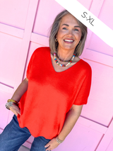 Put Together Oversized Knit Top - Red